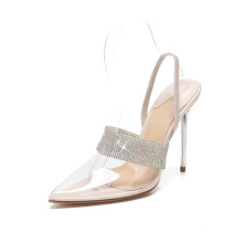 Clear High Heel Pointed Toe Stiletto Heel Mule Summer Pump Shoes Women Sandals